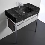 Scarabeo 5123-G-CON Modern Console Sink, Black Marble Style Sink, 32 Inch